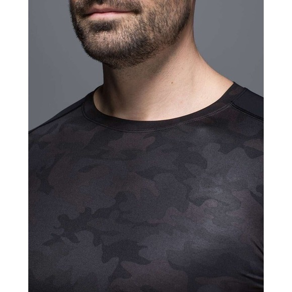 Lululemon Repetition Short Sleeve Shirt Sz Medium Savasana Camo Black READ - Picture 13 of 15